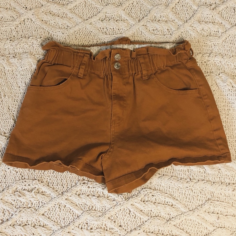 Burnt Orange Paper Bag Shorts